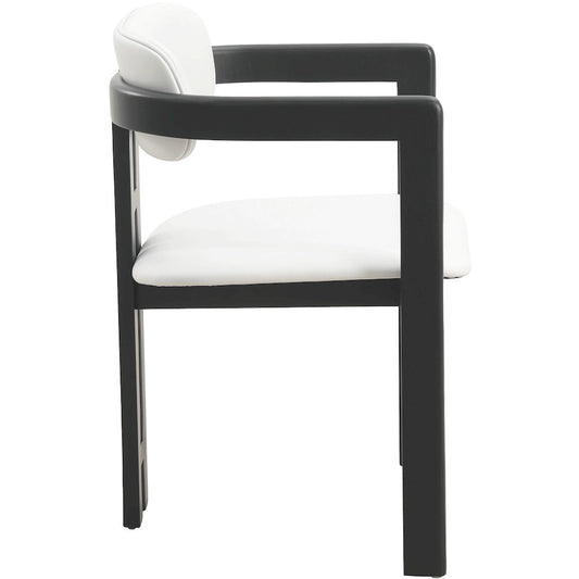 Velo Series Modern Dining Chair in Black Wood with Off White Seat