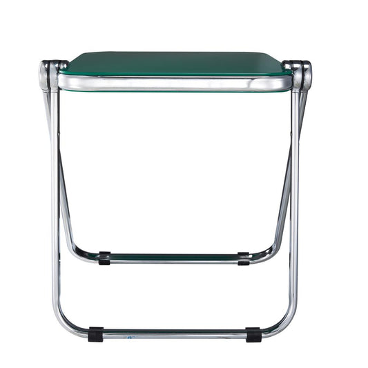 Rectangular Folding Side Table in Chrome Finish with Plastic Tabletop