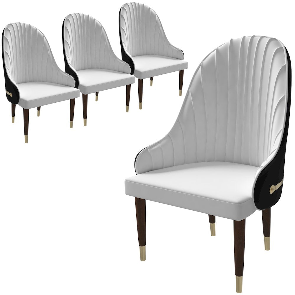 Elara Collection Wooden Dining Chair in Black/White Set of 4