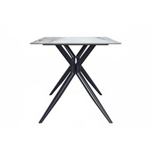 Black Stainless Steel Dining Table 55 With Medium Grey Sintered Stone Top