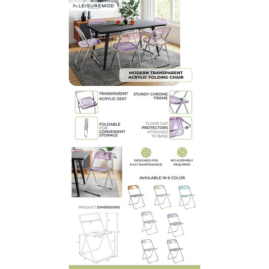 Lawrence Acrylic Folding Chair With Metal Frame