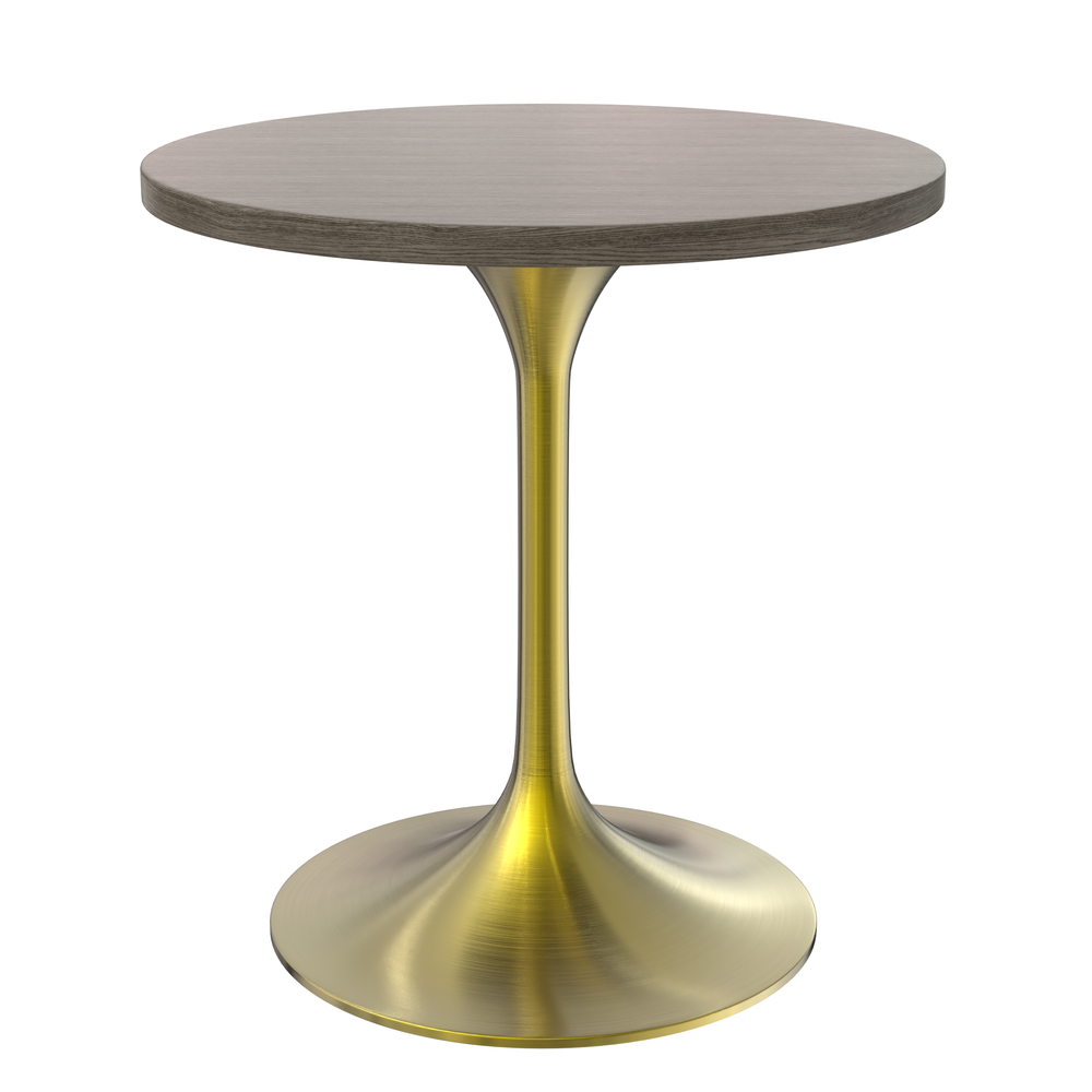 Verve 27" Round Dining Table, Brushed Gold Base with Dark Maple MDF Top