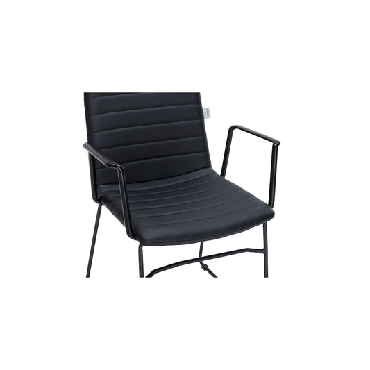 Zylar Series Office Guest Arm Chair in Black Leather