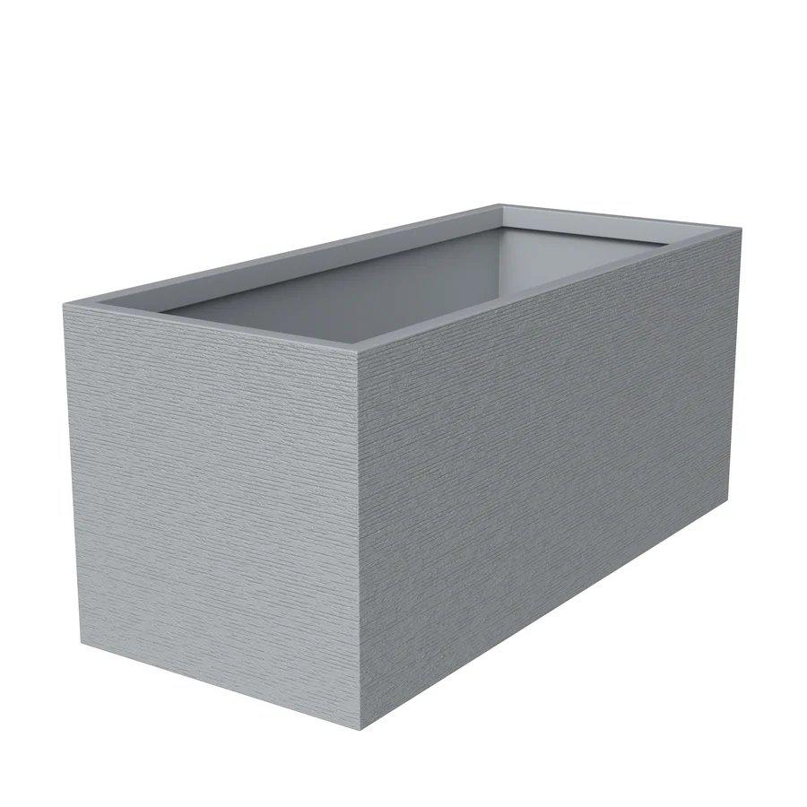 Flora Series Rectangle Poly Stone Planter in Grey 15.7 x 15.7, 35.4 Long