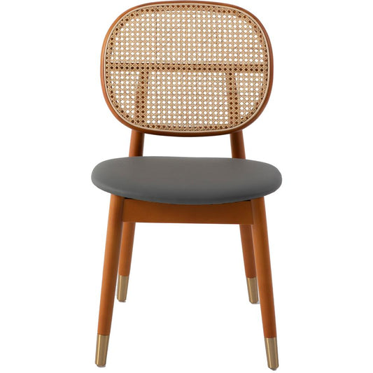 Holbeck Wicker Dining Chair with Upholstered Leather Seat and Beech Wood Legs