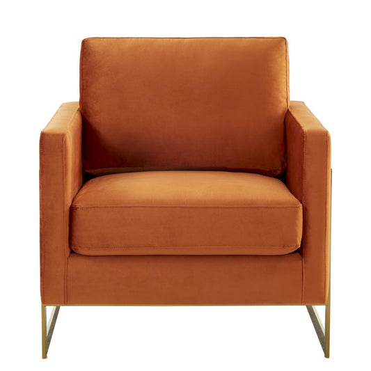 Velvet Accent Armchair With Gold Frame