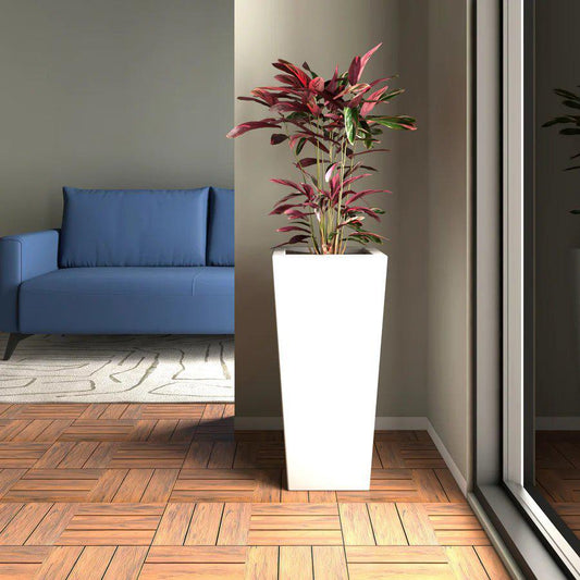 Orna Series Poly Stone Planter 13.8 Dia 29.4 High in White