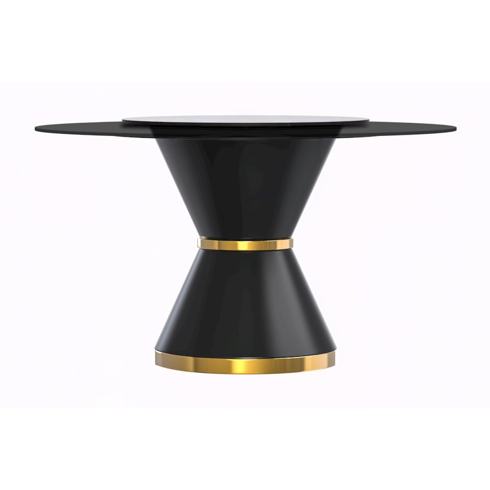 Qorvus Series Round Dining Table Black\Gold Base with 60 Round BLack Glass Top
