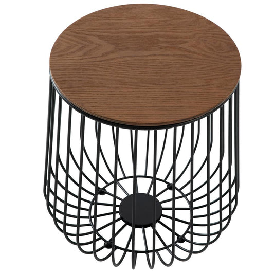Runswick Modern Wood Top End Table With Metal Base