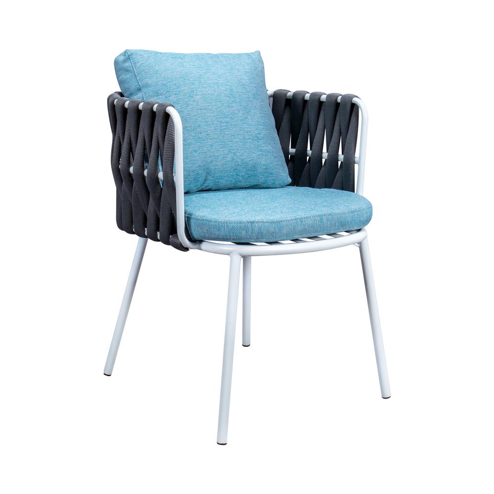 Spencer Modern Rope Outdoor Patio Dining Chair With Cushions