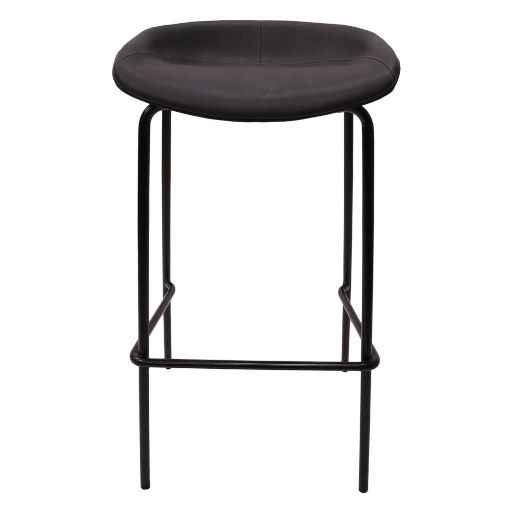 Barstool with Upholstered Faux Leather Seat and Powder Coated Iron Frame
