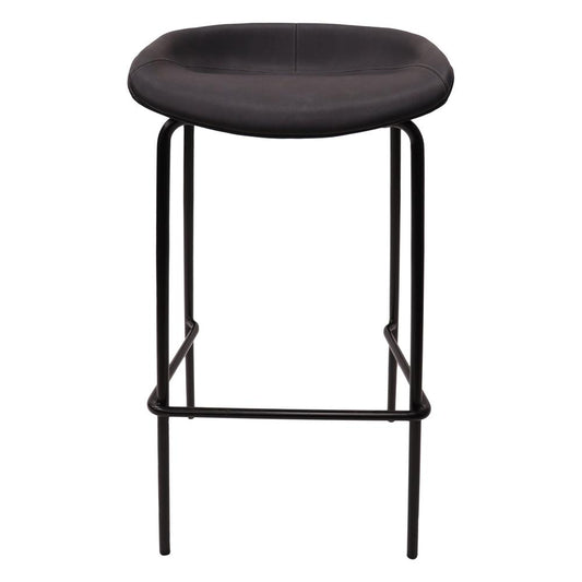 Barstool with Upholstered Faux Leather Seat and Powder Coated Iron Frame