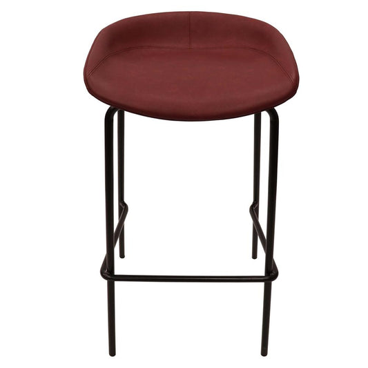 Barstool with Upholstered Faux Leather Seat and Powder Coated Iron Frame