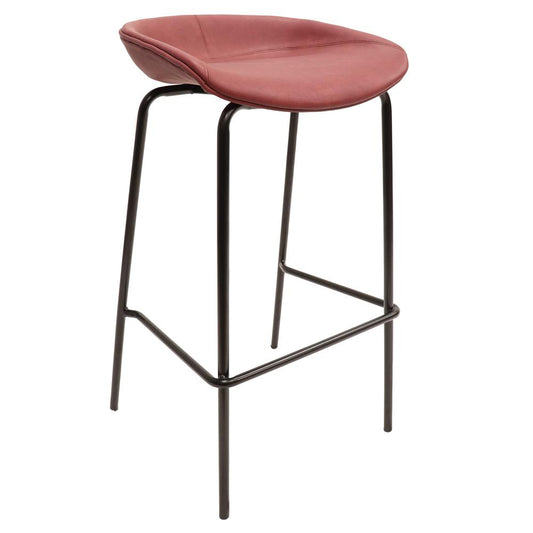 Barstool with Upholstered Faux Leather Seat and Powder Coated Iron Frame