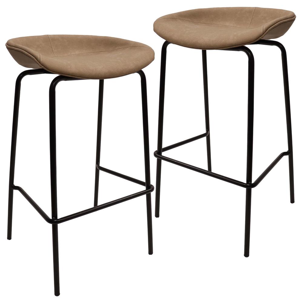 Barstool with Upholstered Faux Leather Seat and Powder Coated Iron Frame