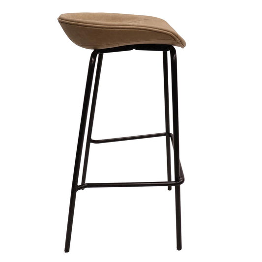 Barstool with Upholstered Faux Leather Seat and Powder Coated Iron Frame