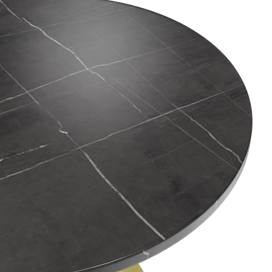 36 Round Dining Table, Brushed Gold Base with Sintered Stone Black Top