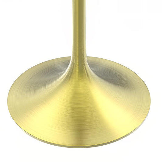 27" Square Dining Table, Brushed Gold Base with Laminated White Marbleized Top