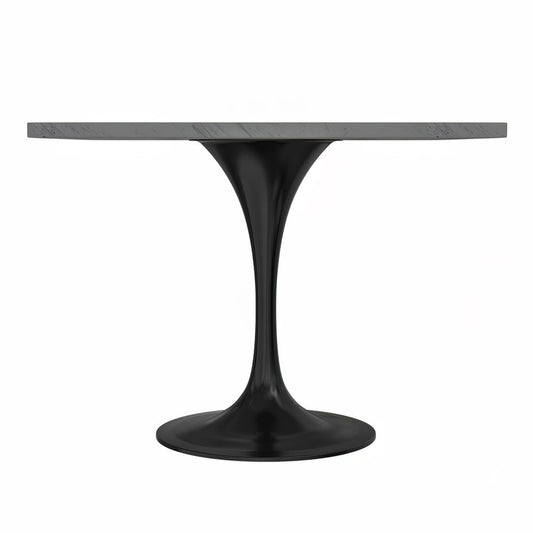 36 Square Dining Table, Black Base with Laminated White Marbleized Top