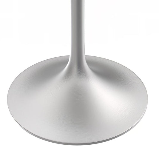 27 Square Dining Table, Brushed Base with Laminated White Marbleized Top