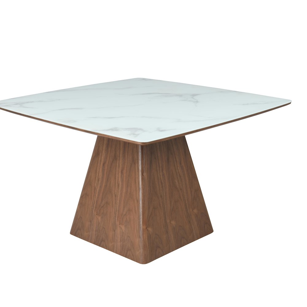 Modern Dining Wooden Square Dining Table Walnut With Marbled Top