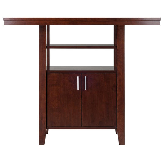 Albany High Table with Cabinet and Shelf in Walnut Finish