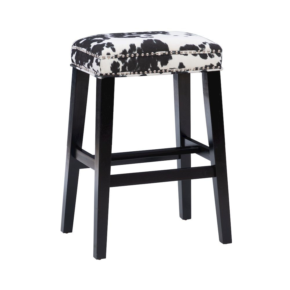 Walt Black Cow Print Bar Stool