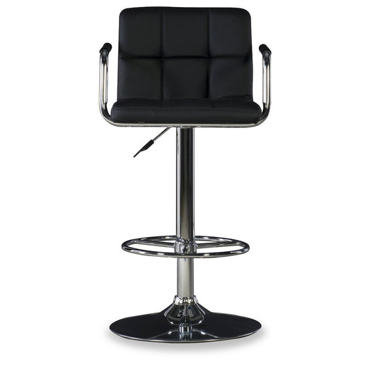 Black and Chrome Quilted Barstool