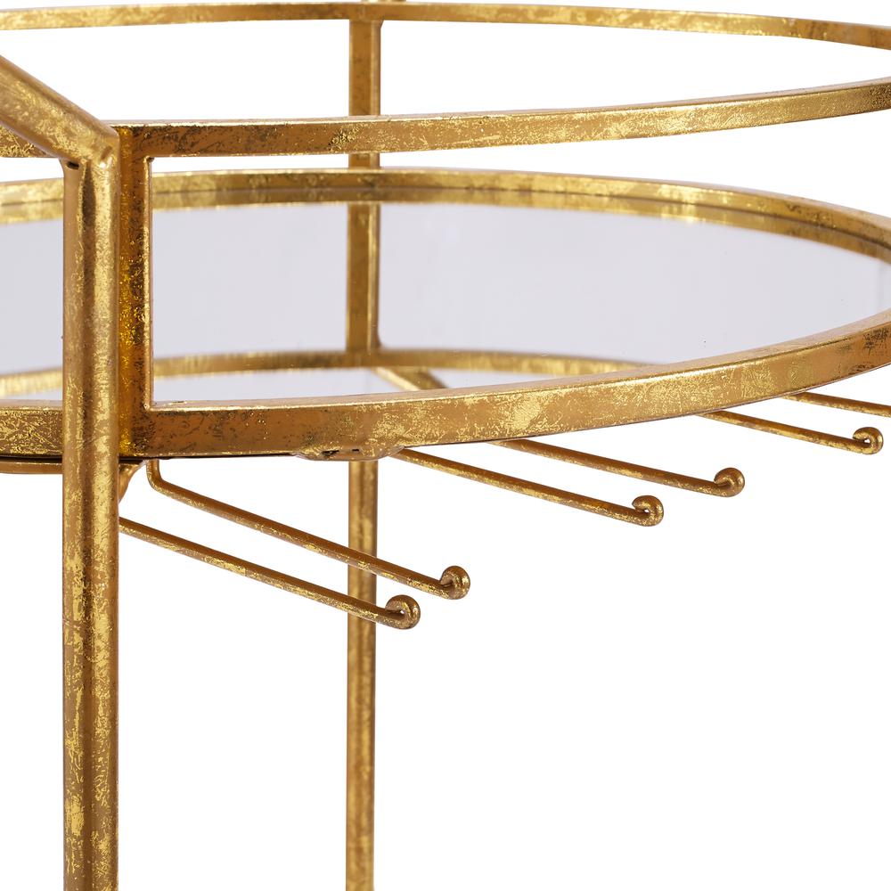 Round Gold Metal Bar Cart