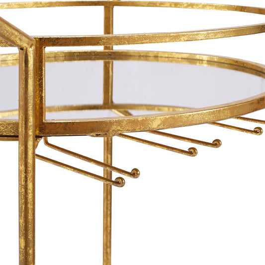 Round Gold Metal Bar Cart