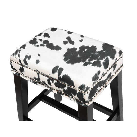 Walt Black Cow Print Bar Stool