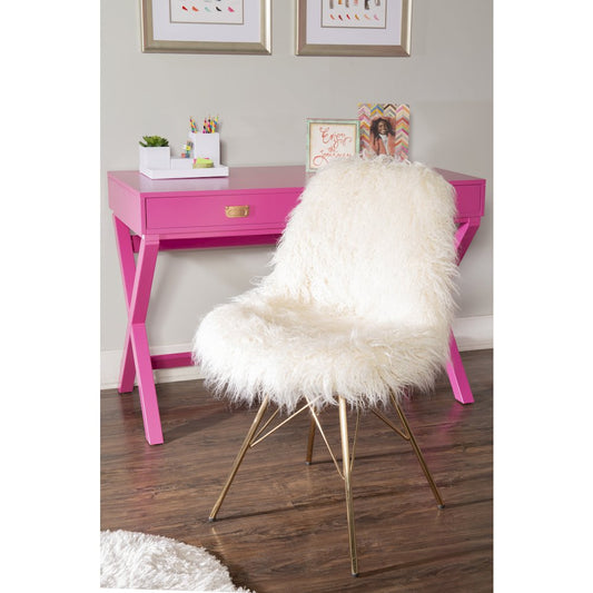 Remy Flokati Chair With Gold Metal Base