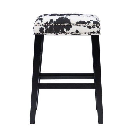 Walt Black Cow Print Bar Stool