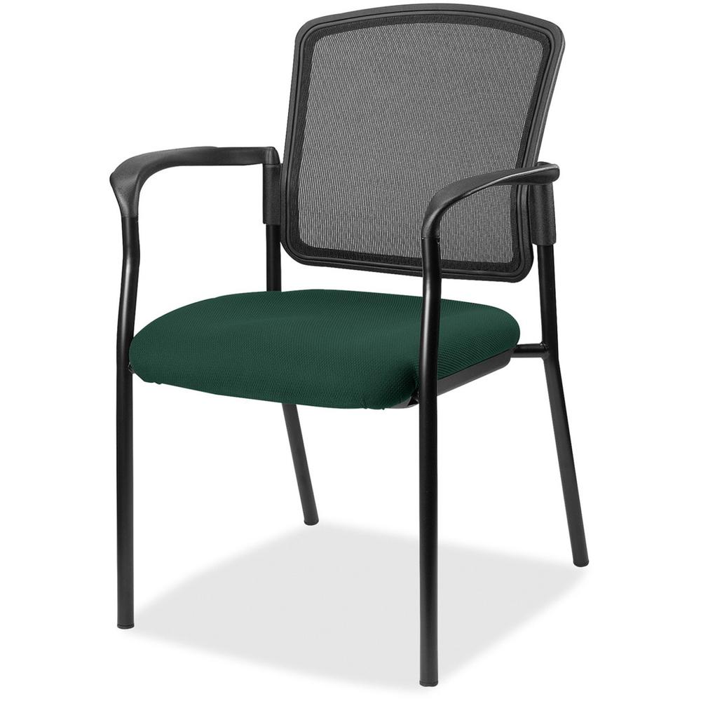 Lorell Mesh Back Stackable Guest Chair - Insight Forest Seat - Black Frame - 1 Each