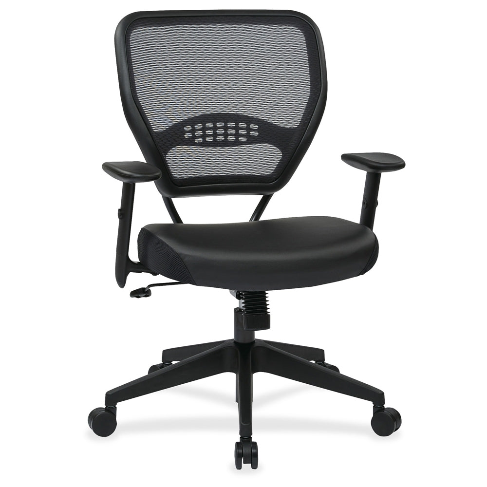 Office Star Professional Dark Air Grid Back Managers Chair - Leather Seat Material - 5-star Base - Black - 1 Each