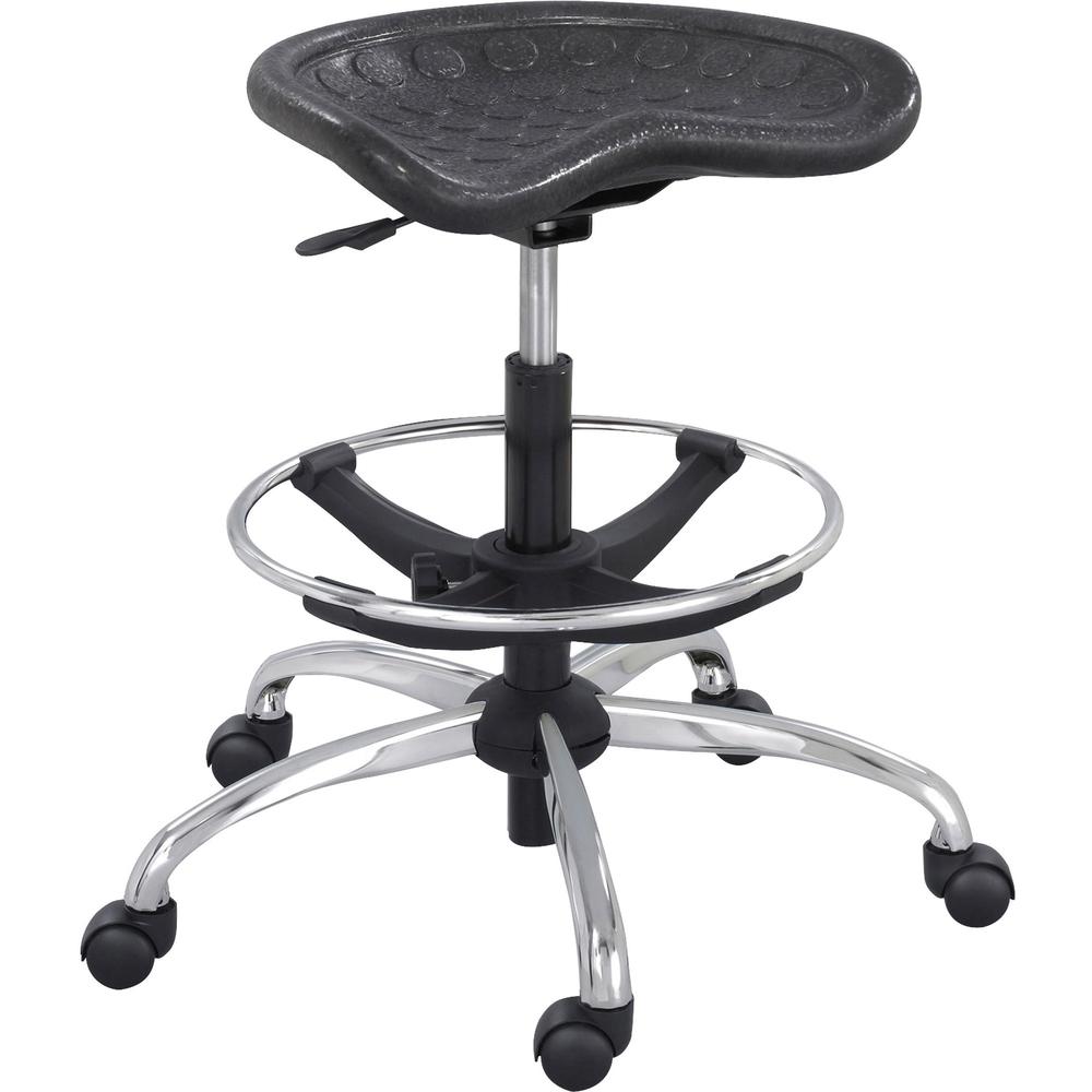 Safco Sitstar Height Adjustable Stool - Polyurethane Seat Material - Metal Frame Material - 5-star Base - Black - 1 Each