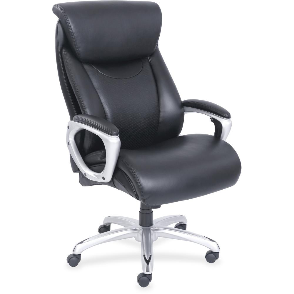 Lorell Wellness by Design Big & Tall Chair with Flexible Air Technology - Black Seat Color - Bonded Leather Seat Material - Black Back Color - Bonded Leather Back Material - 5-star Base - Armrest - 1