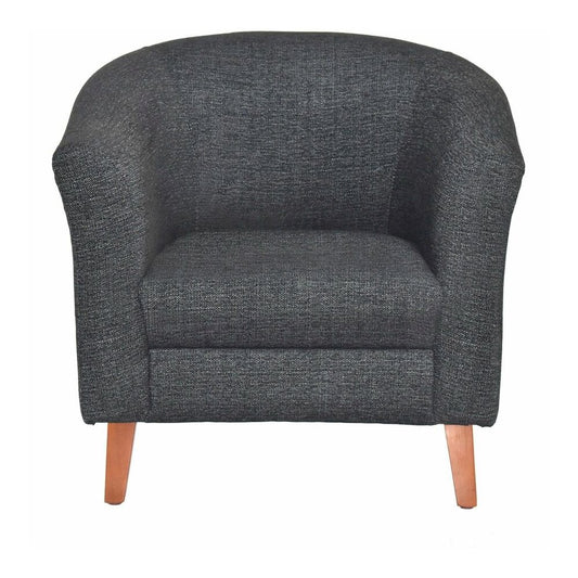 Lorell Barrel Armchair - Black Seat Color - Fabric Seat Material - Black Back Color - Fabric Back Material - Four-legged Base - 1 Each