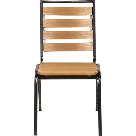Lorell Faux Wood Outdoor Chairs - Teak Faux Wood Seat - Teak Faux Wood Back - Four-legged Base - 4 / Carton