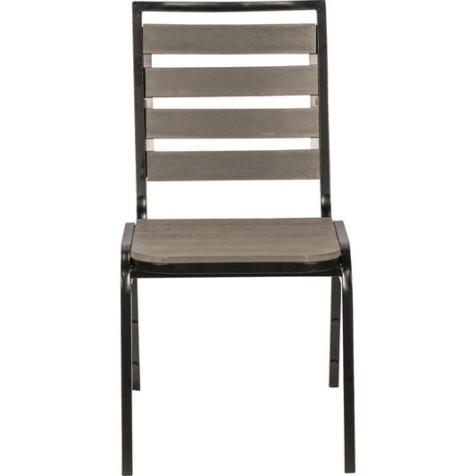 Lorell Faux Wood Outdoor Chairs - Charcoal Gray Faux Wood Seat - Charcoal Gray Faux Wood Back - Four-legged Base - 4 / Carton