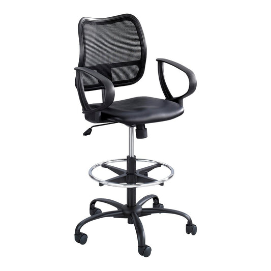 Safco Vue Extended-Height Vinyl Chair - Black Seat Color - Vinyl, Nylon, Polyester Seat Material - Black Back Color - 5-star Base - 1 Each