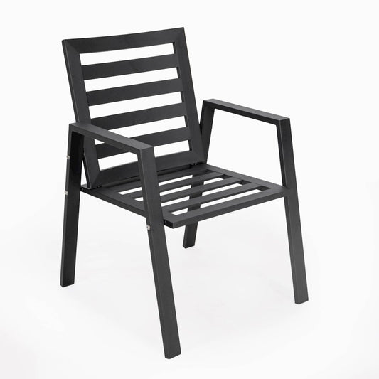 Patio Dining Armchair in Aluminum with Removable Cushions Set of 2
