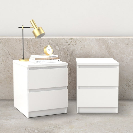 Scottsdale 2 Drawer Nightstand - Set of 2, White High Gloss