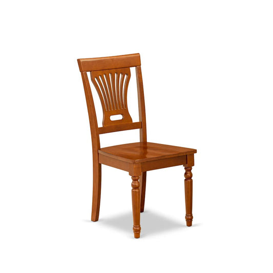 Plainville Kitchen Dining Chair with Wood Seat - Saddle Brown Finish, Set of 2