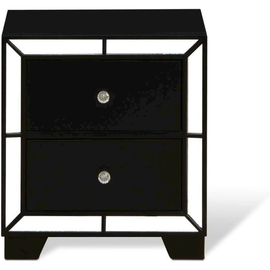 East West Furniture Nella Wood Nightstand with 2 Drawers for any Bedroom - Black Legs