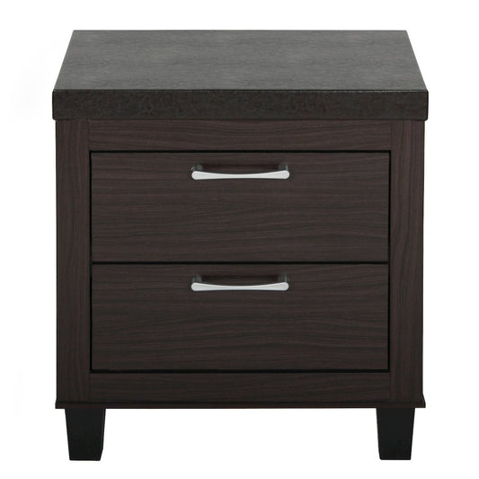 Better Home Products Elegant Mid Century Modern 2 Drawer Nightstand in Tobacco