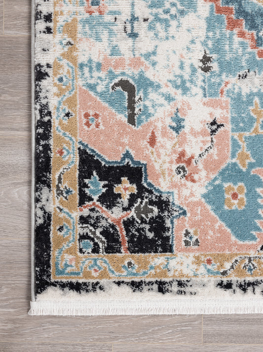 Teal Black Hexagon Medallion