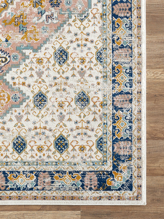 Traditional Medallion Ivory and Orange