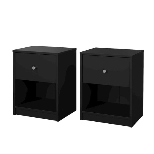 Portland 1 Drawer Nightstand - Set of 2, Black