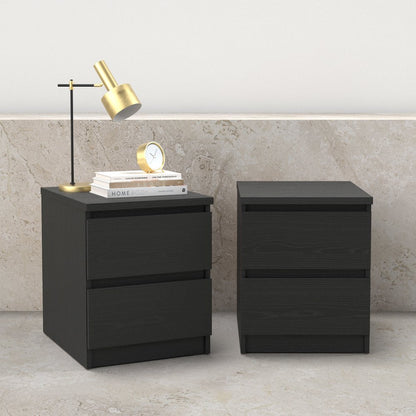 Scottsdale 2 Drawer Nightstand - Set of 2, Black Woodgrain